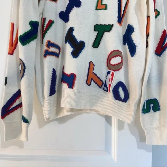 New 100% Authentic Louis Vuitton Men’s NBA Multicolor Letter Sweater - Picture 4 of 10